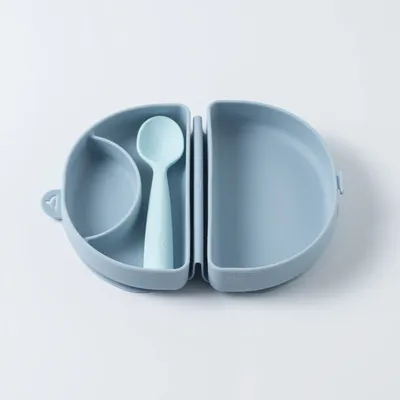 Repas pour enfant - Assiette Fold & Scoop – Chicorée/Aqua - MINIWARE AB