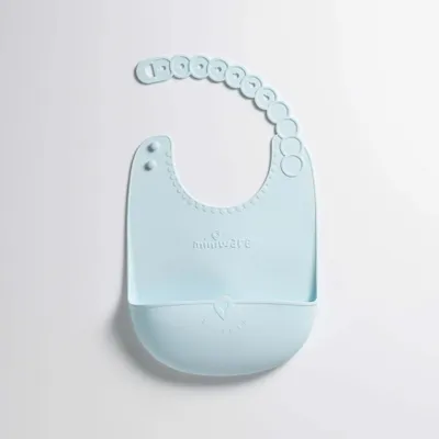 Repas pour enfant - Bavoir en silicone Roll & Lock – Aqua - MINIWARE AB