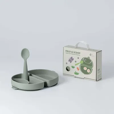 Repas pour enfant - Assiette Fold & Scoop – Sauge/Sauge - MINIWARE AB