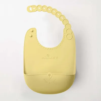 Repas pour enfant - Bavoir en silicone Roll & Lock – Crème anglaise - MINIWARE AB