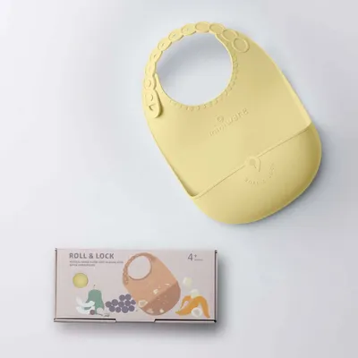 Repas pour enfant - Bavoir en silicone Roll & Lock – Crème anglaise - MINIWARE AB