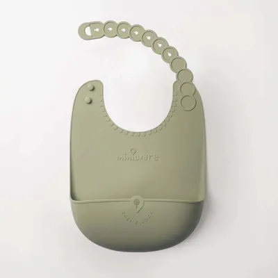 Repas pour enfant - Bavoir en silicone Roll & Lock – Pistache - MINIWARE AB