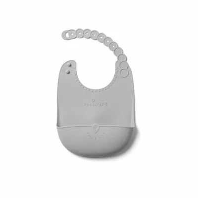 Repas pour enfant - Bavoir en silicone Roll & Lock – Gris - MINIWARE AB