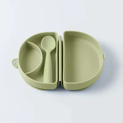 Repas pour enfant - Assiette Fold & Scoop – Pistache/Pistache - MINIWARE AB