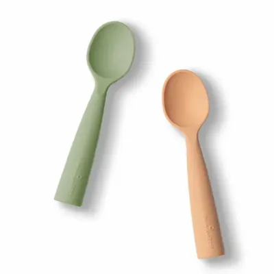Repas pour enfant - Set de cuillères d’apprentissage en silicone-Pistachio/Toffee - MINIWARE AB