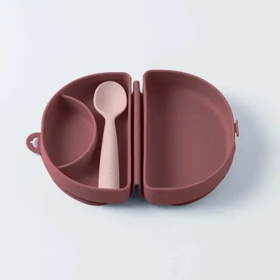 Repas pour enfant - Assiette Fold & Scoop – Framboise/Sel rose - MINIWARE AB