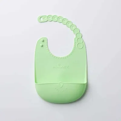 Repas pour enfant - Bavoir en silicone Roll & Lock – Citron vert - MINIWARE AB
