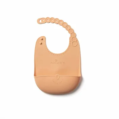Repas pour enfant - Bavoir en silicone Roll & Lock – Caramel - MINIWARE AB