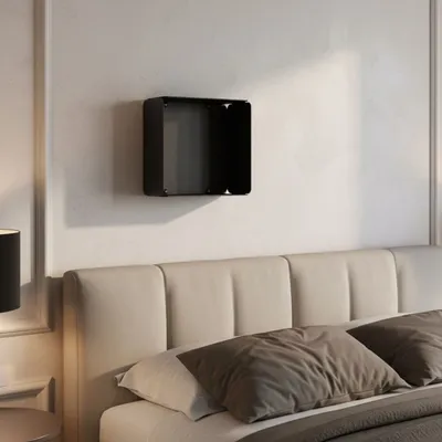Etagères - ÉTAGÈRE CUBE MURALE EN ACIER AVEC FOND AMÉTHYSTE - DECO-GEM