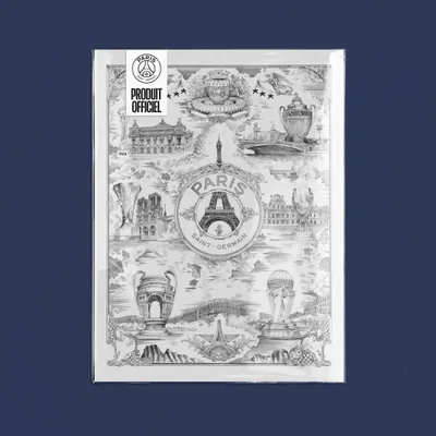 Services - Affiche PSG - Allégorie Parisienne sur fond blanc par Octave Marsal - ONEART ÉDITIONS