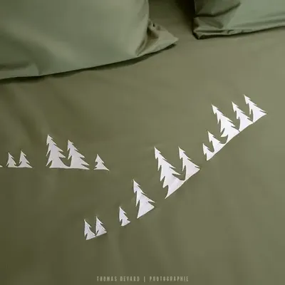 Linge de lit - Housse de couette montagne sapins vert - VAGABONDE INTERNATIONAL
