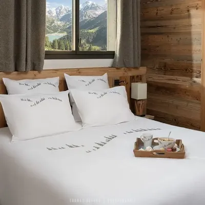 Linge de lit - Housse de couette montagne sapins gris - VAGABONDE INTERNATIONAL