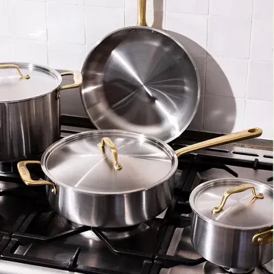 Ustensiles de cuisine - La sauteuse idéale en inox, manche doré - 26 cm - ATMA KITCHENWARE