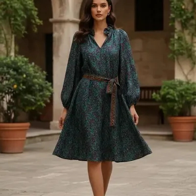Prêt-à-porter - Robe swing avec ceinture - I WAS A SARI