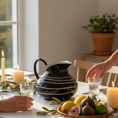 Carafes - Aura Black Pitcher - LALI DESIGN STUDIO