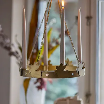 Candlesticks and candle holders - Elmir Advent Candle Holder, Gold, Metal  - BLOOMINGVILLE MULTIBRAND HOUSE