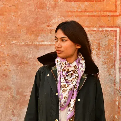Foulards et écharpes - Grand Foulard en blockprint indien - BYZANTINE