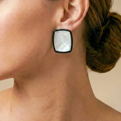 Jewelry - Black lip rectangle earrings - Calypso - NATURE BIJOUX