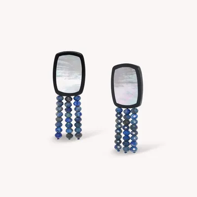 Jewelry - 3 lapis lazuli rows post earrings - Calypso - NATURE BIJOUX
