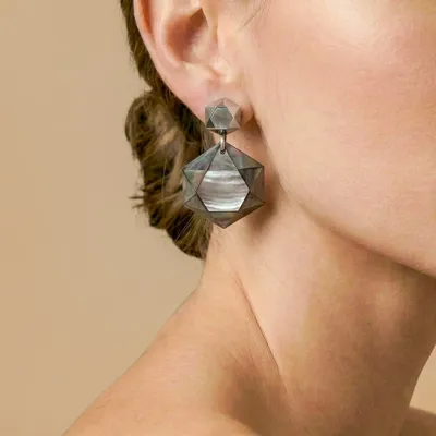 Jewelry - Post earrings with faceted black lip - Vendome - NATURE BIJOUX