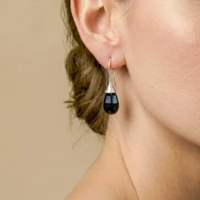 Jewelry - Black lip drop hook earrings - Rivoli - NATURE BIJOUX