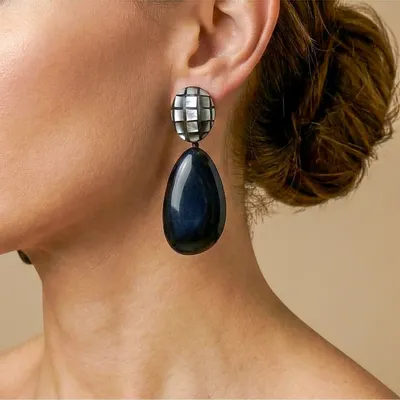 Jewelry - Post earrings with black lip top - Rivoli - NATURE BIJOUX