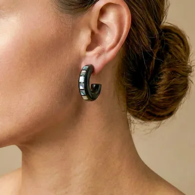 Jewelry - Black lip creoles earrings - Rivoli - NATURE BIJOUX