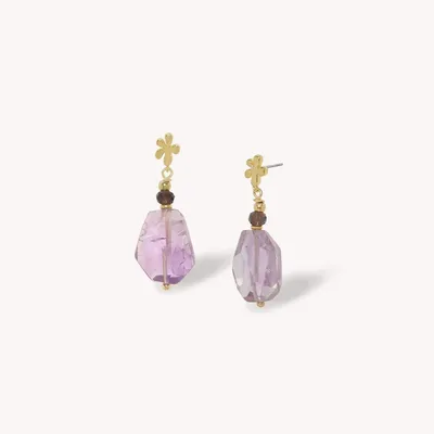 Jewelry - Post earrings with raw amethyst - Belle De Nuit - NATURE BIJOUX