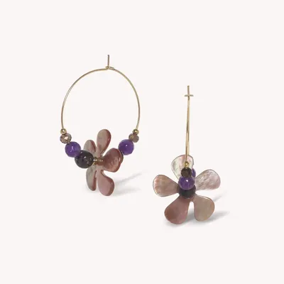Jewelry - Brown lip flower creoles earrings - Belle De Nuit - NATURE BIJOUX