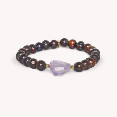 Jewelry - FWP stretch bracelet with raw amethyst - Belle De Nuit - NATURE BIJOUX
