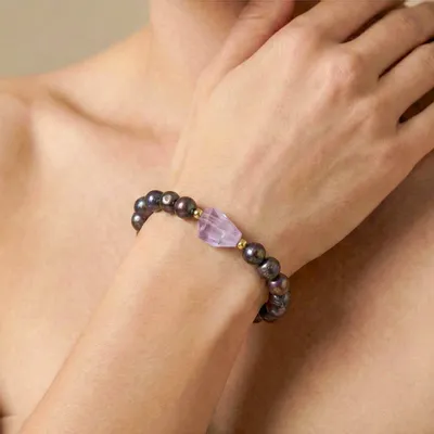 Jewelry - FWP stretch bracelet with raw amethyst - Belle De Nuit - NATURE BIJOUX