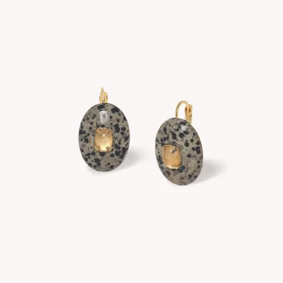 Jewelry - Oval french hook earrings with capiz inlay - Kinshasa - NATURE BIJOUX