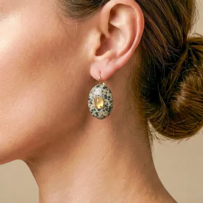 Jewelry - Oval french hook earrings with capiz inlay - Kinshasa - NATURE BIJOUX