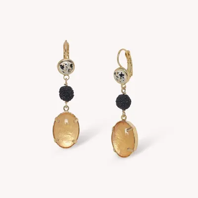 Jewelry - French hook earrings with oval pendant - Kinshasa - NATURE BIJOUX