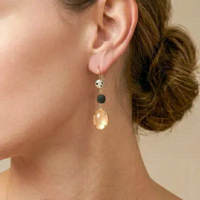 Jewelry - French hook earrings with oval pendant - Kinshasa - NATURE BIJOUX