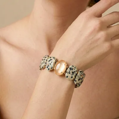 Jewelry - Stretch bracelet with oval jasper elements - Kinshasa - NATURE BIJOUX
