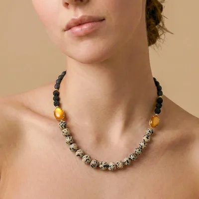 Jewelry - Short necklace with round jasper - Kinshasa - NATURE BIJOUX