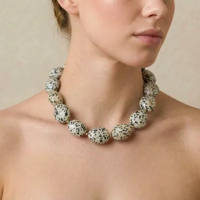 Jewelry - Plastron necklace with oval jasper - Kinshasa - NATURE BIJOUX