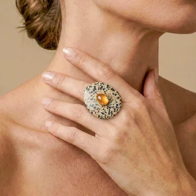 Jewelry - XL adjustable ring with oval jasper - Kinshasa - NATURE BIJOUX