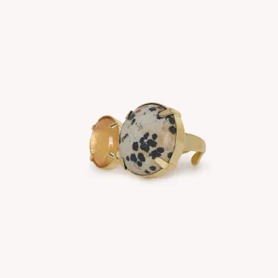 Jewelry - Jasper & capiz adjustable duo ring - Kinshasa - NATURE BIJOUX