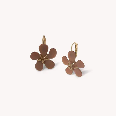 Jewelry - Brown lip flower french hook earrings - Belle De Nuit - NATURE BIJOUX