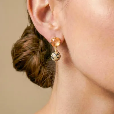 Jewelry - Small post earrings with jasper dangle - Kinshasa - NATURE BIJOUX