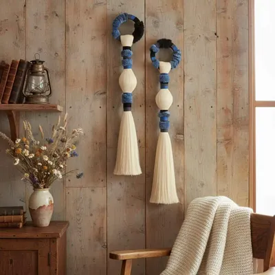 Other wall decoration - Marine Totems: Set of 2 Handmade Textured Macramé Wall Installations - SARMAL DESIGN