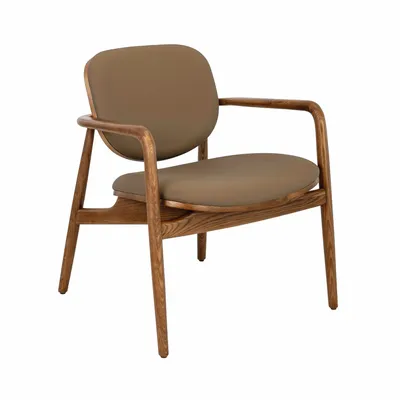 Armchairs - Taupe leatherette and walnut - ANGEL CERDÁ