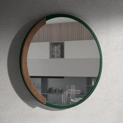 Mirrors - Round Green MDF wood wall mirror - ANGEL CERDÁ