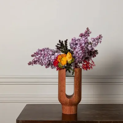 Candlesticks and candle holders - LYRA CANDLE HOLDER MARBLE FLOWER VASE - OOUMM