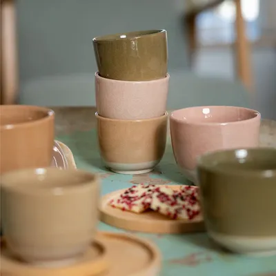 Mugs - Soft cups stoneware crackled glaze - KINTA