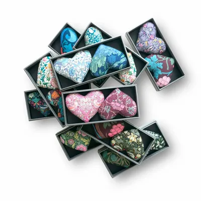 Home fragrances - 10 Assorted Boxes of 2 Cotton Lavender Hearts - Morris Collection - LIME TREE DESIGN