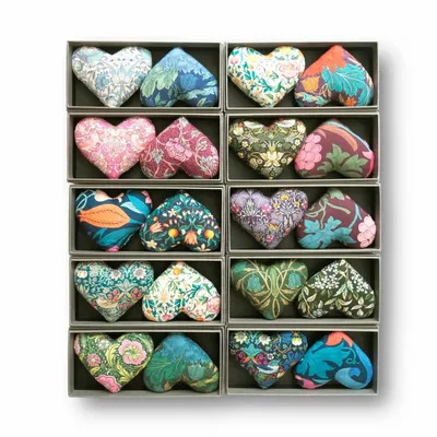 Home fragrances - 10 Assorted Boxes of 2 Cotton Lavender Hearts - Morris Collection - LIME TREE DESIGN