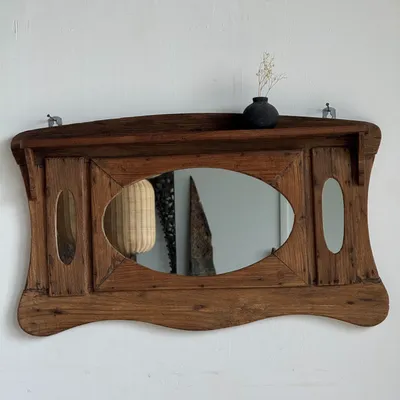 Mirrors - Small antique Indonesian organic teak wall mirror 75x45 - OFFICE OBJETS